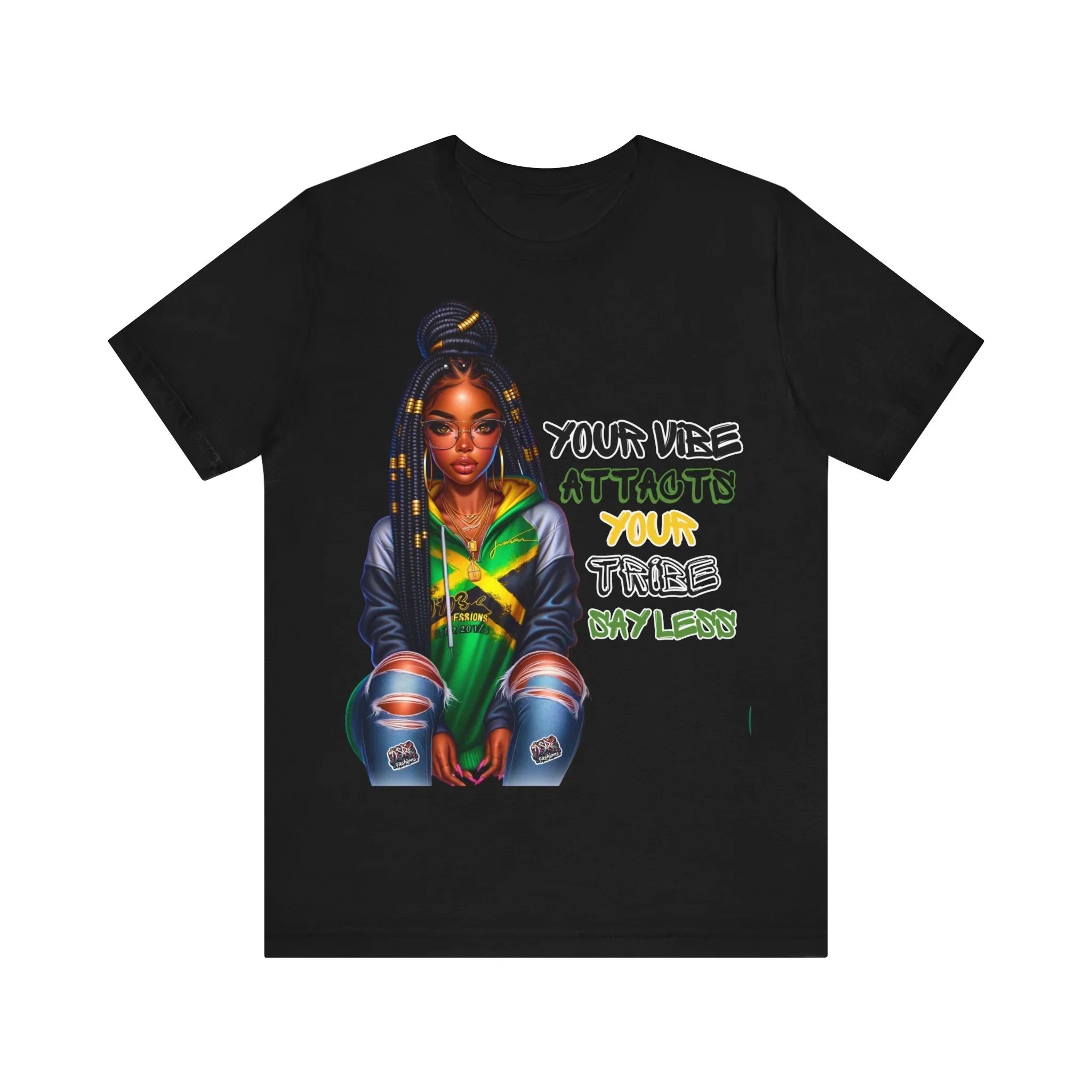Jamaica Your Vibe Tribe T-Shirt  - Urban Streetwear with Inspirational Quote, Trendy Fashion Statement Sweatshirt, Chic Casual Wear Unisex Jersey Short Sleeve Tee - D'Sare