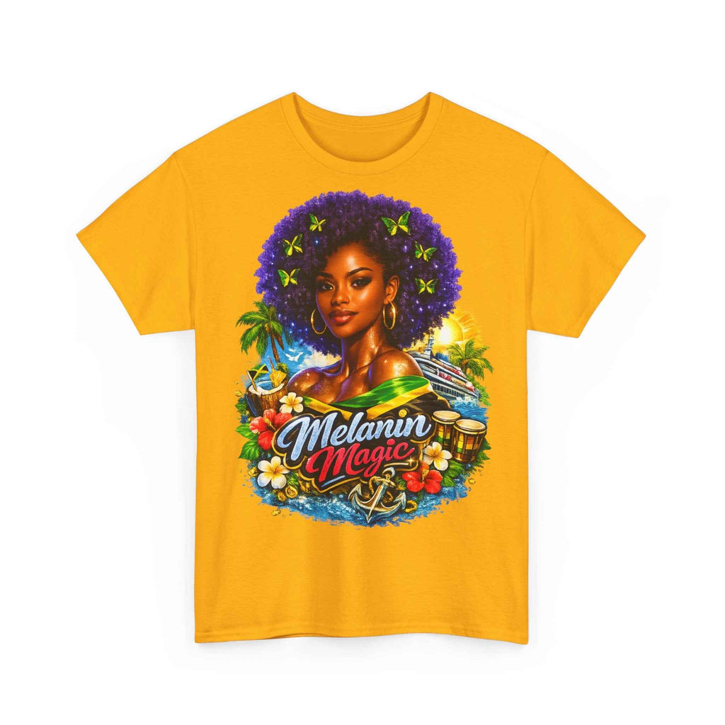 Melanin Magic Jamaica Portrait T-Shirt — Afrocentric Floral Tee