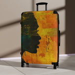 Golden Afrocentric Silhouette Suitcase - Stylish Luggage with Unique Design, Durable Travel Bag, Afrocentric Art Suitcase, Rolling Suitcase - D'Sare