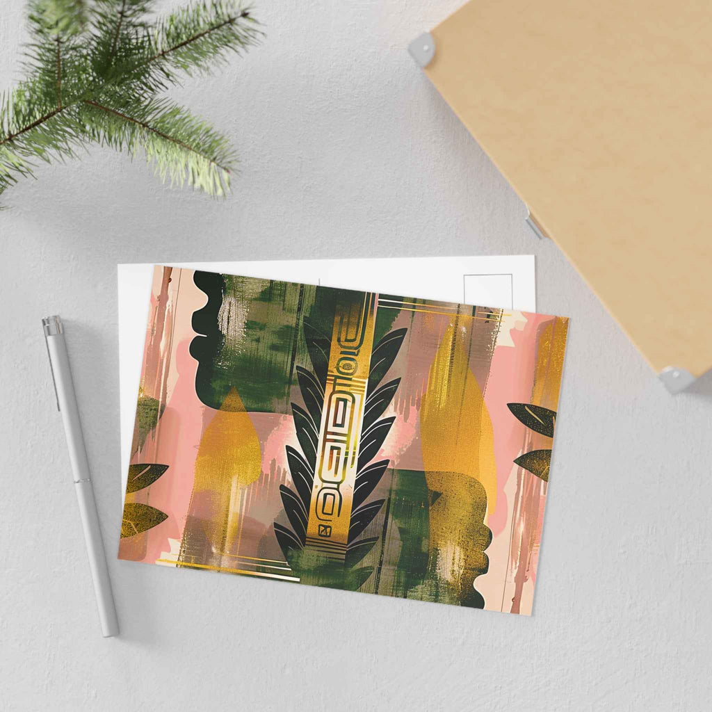Fine Art Postcards — Echos of Duality: Golden Pink Reflection Classic Postcard