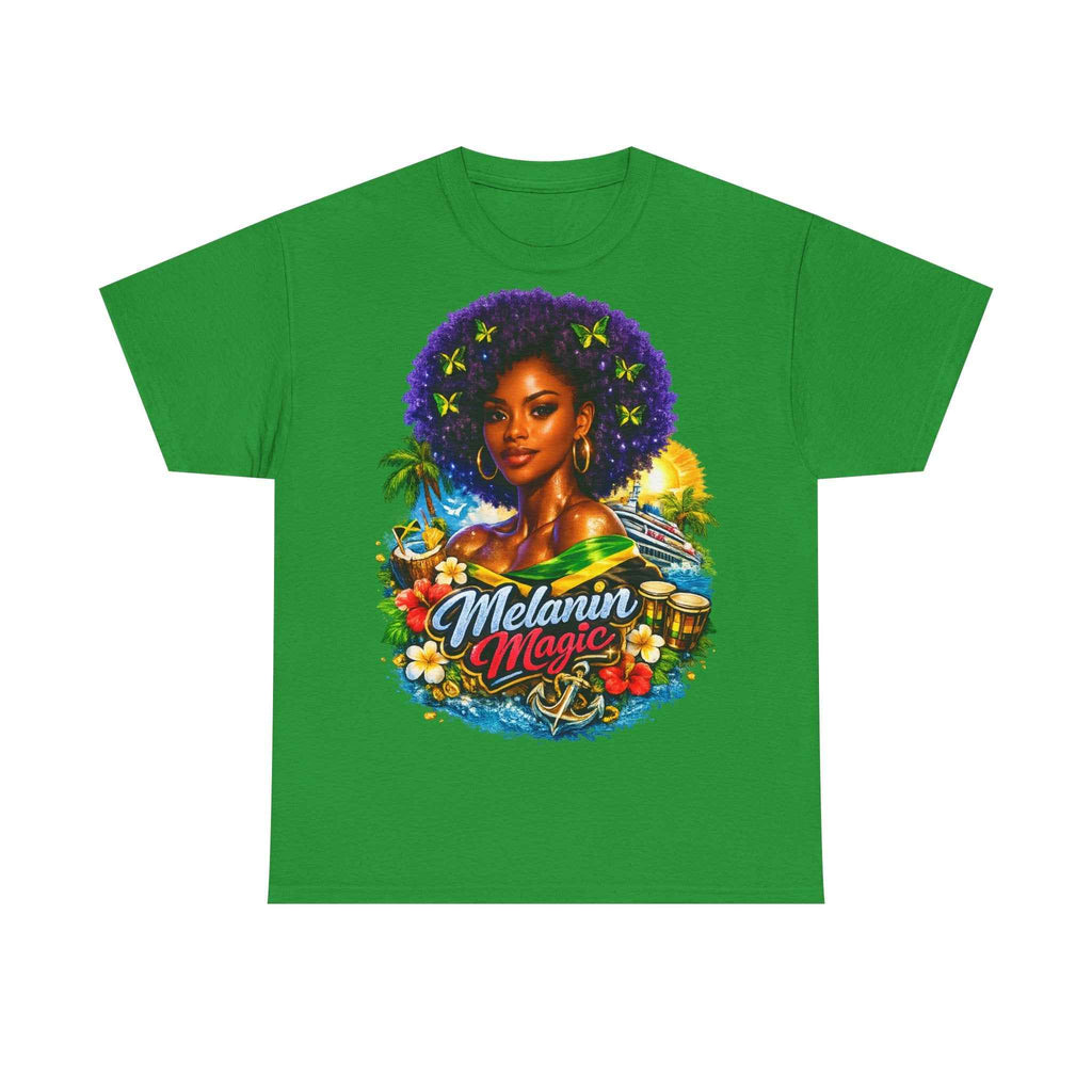 Melanin Magic Jamaica Portrait T-Shirt — Afrocentric Floral Tee