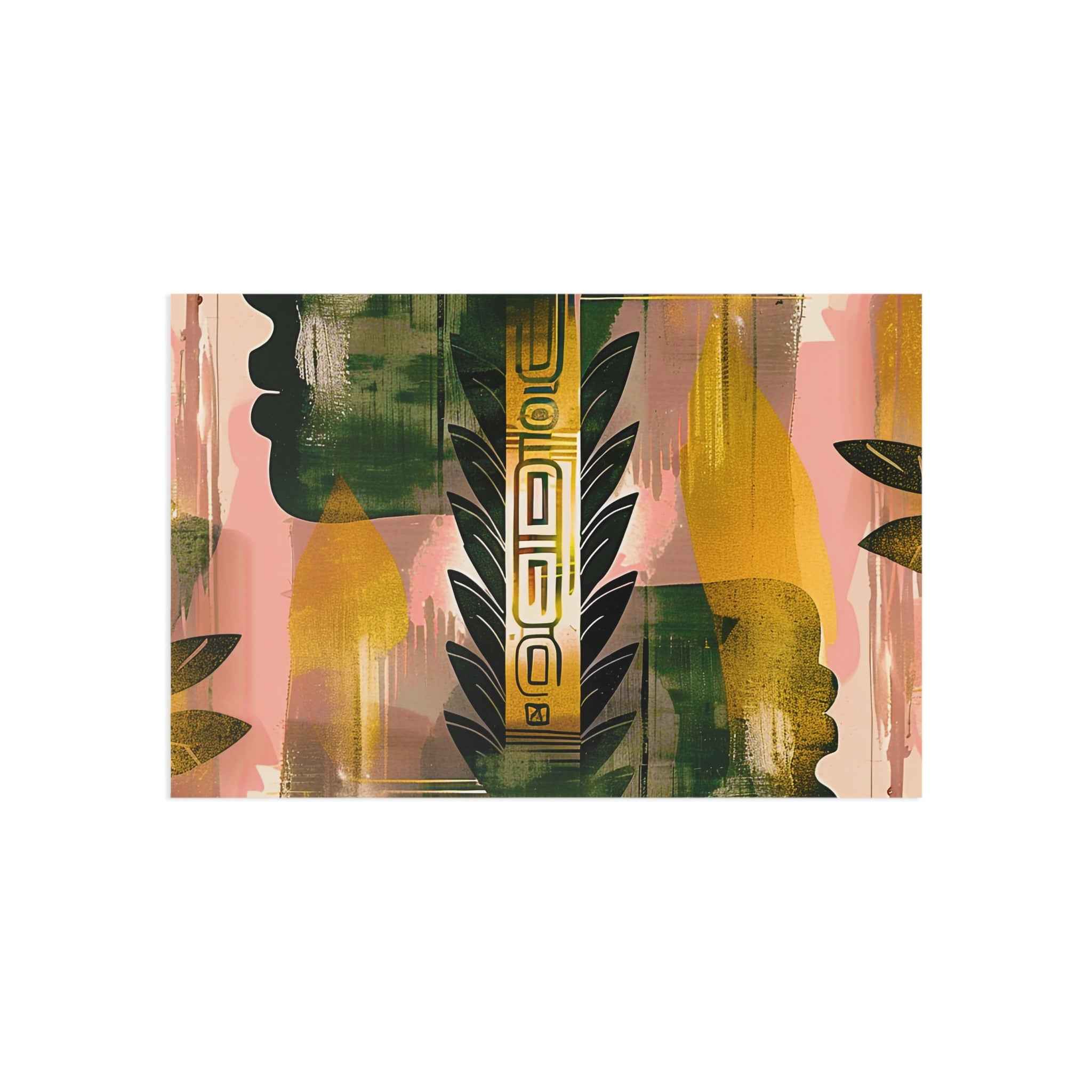 Fine Art Postcards — Echos of Duality: Golden Pink Reflection Classic Postcard