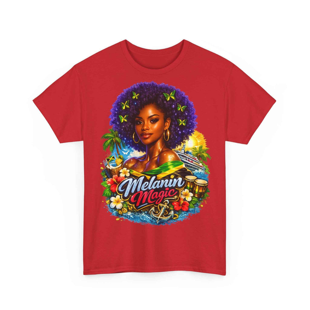 Melanin Magic Jamaica Portrait T-Shirt — Afrocentric Floral Tee