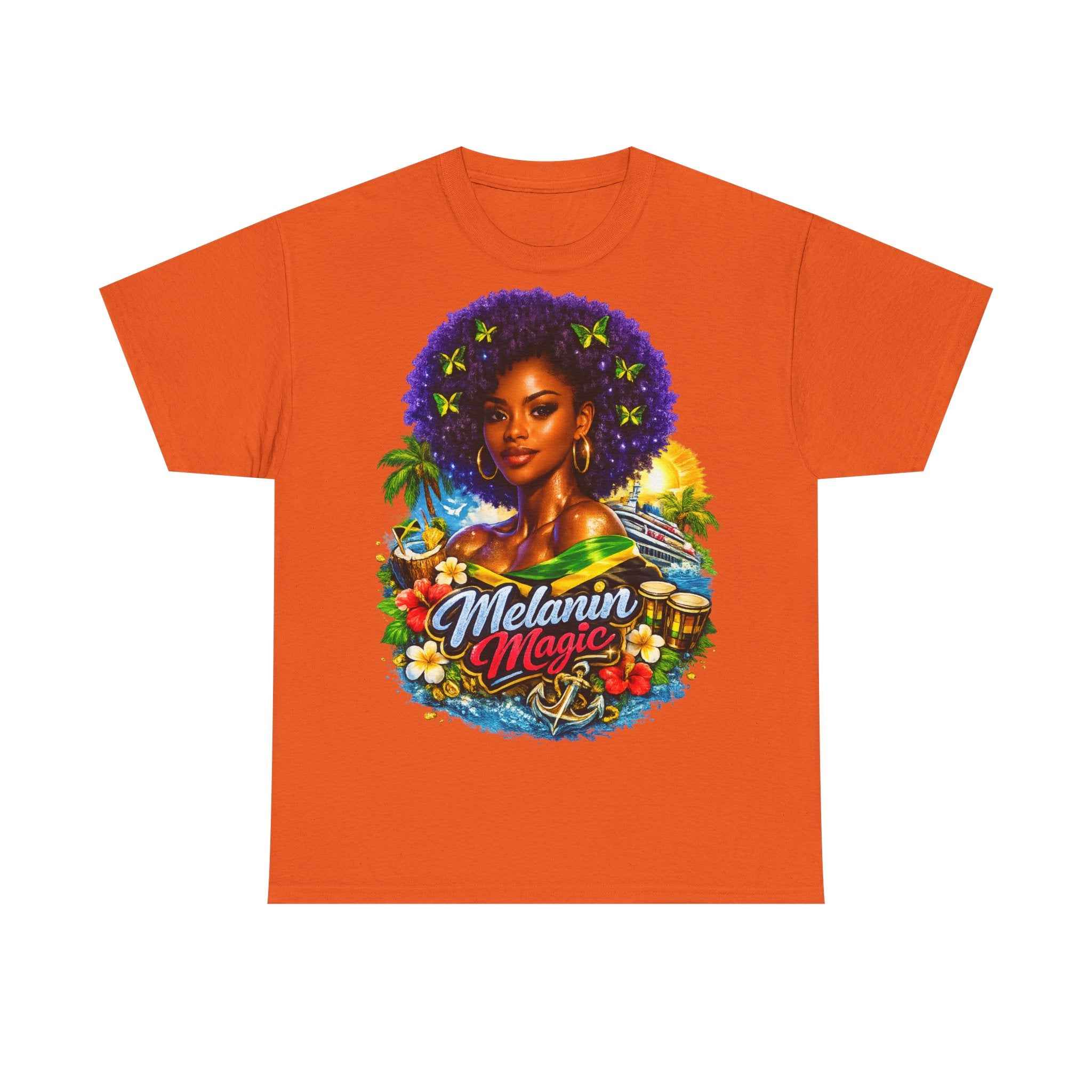 Melanin Magic Jamaica Portrait T-Shirt — Afrocentric Floral Tee