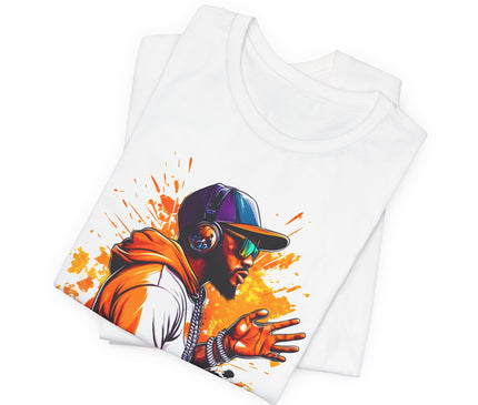 Urban Rapper Portrait Tee — Colorful Hip Hop Artist Graphic T-Shirt