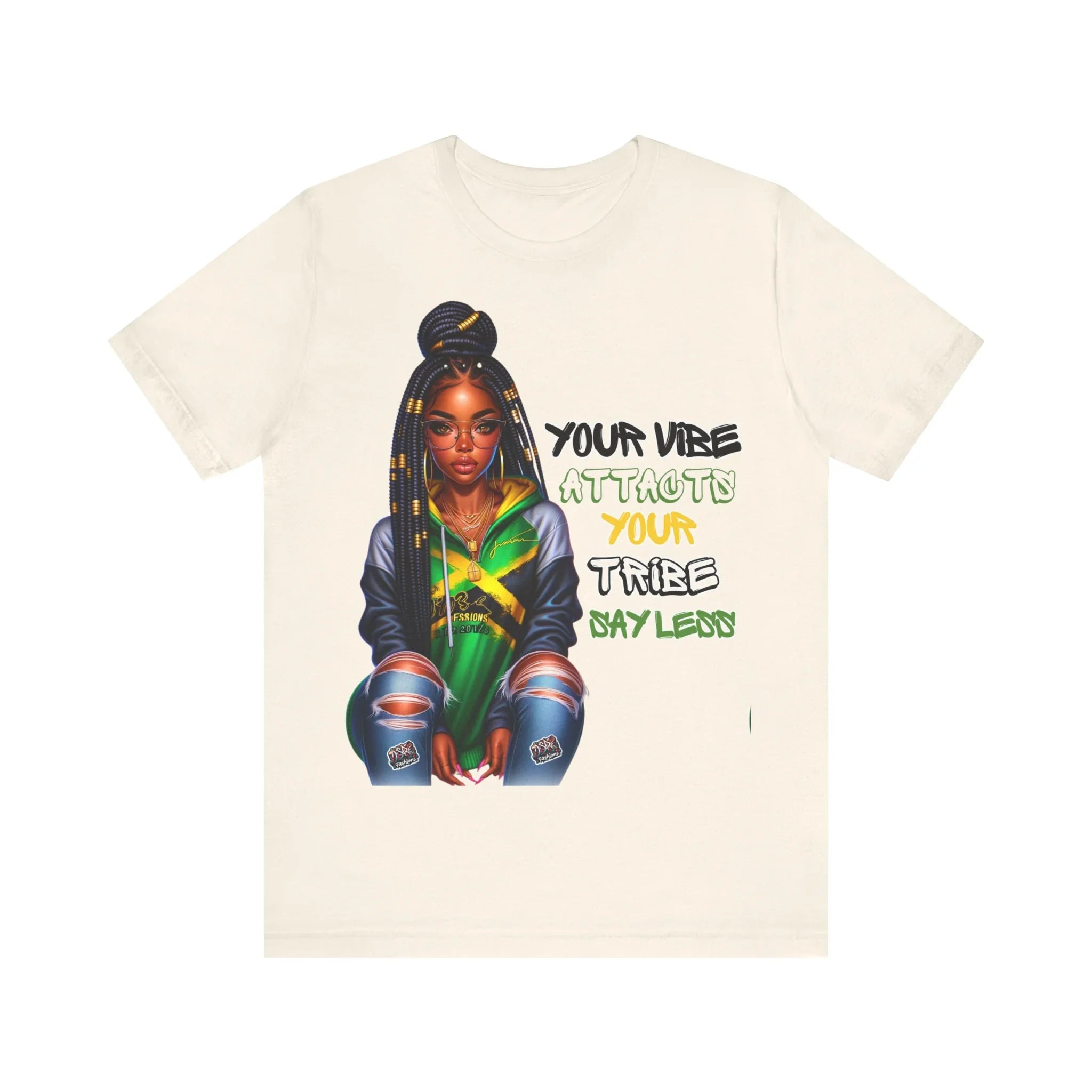 Jamaica Your Vibe Tribe T-Shirt  - Urban Streetwear with Inspirational Quote, Trendy Fashion Statement Sweatshirt, Chic Casual Wear Unisex Jersey Short Sleeve Tee - D'Sare