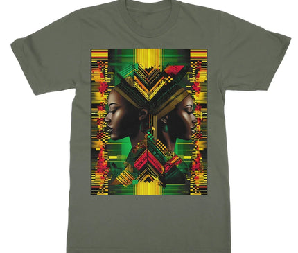 African Print Red Green Yellow Twin Energy  Softstyle T-Shirt - D'Sare