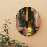 Echoes of Life:  Afrocentric Peach and Gold Abstract Art Eclectic Wall Clock - D'Sare