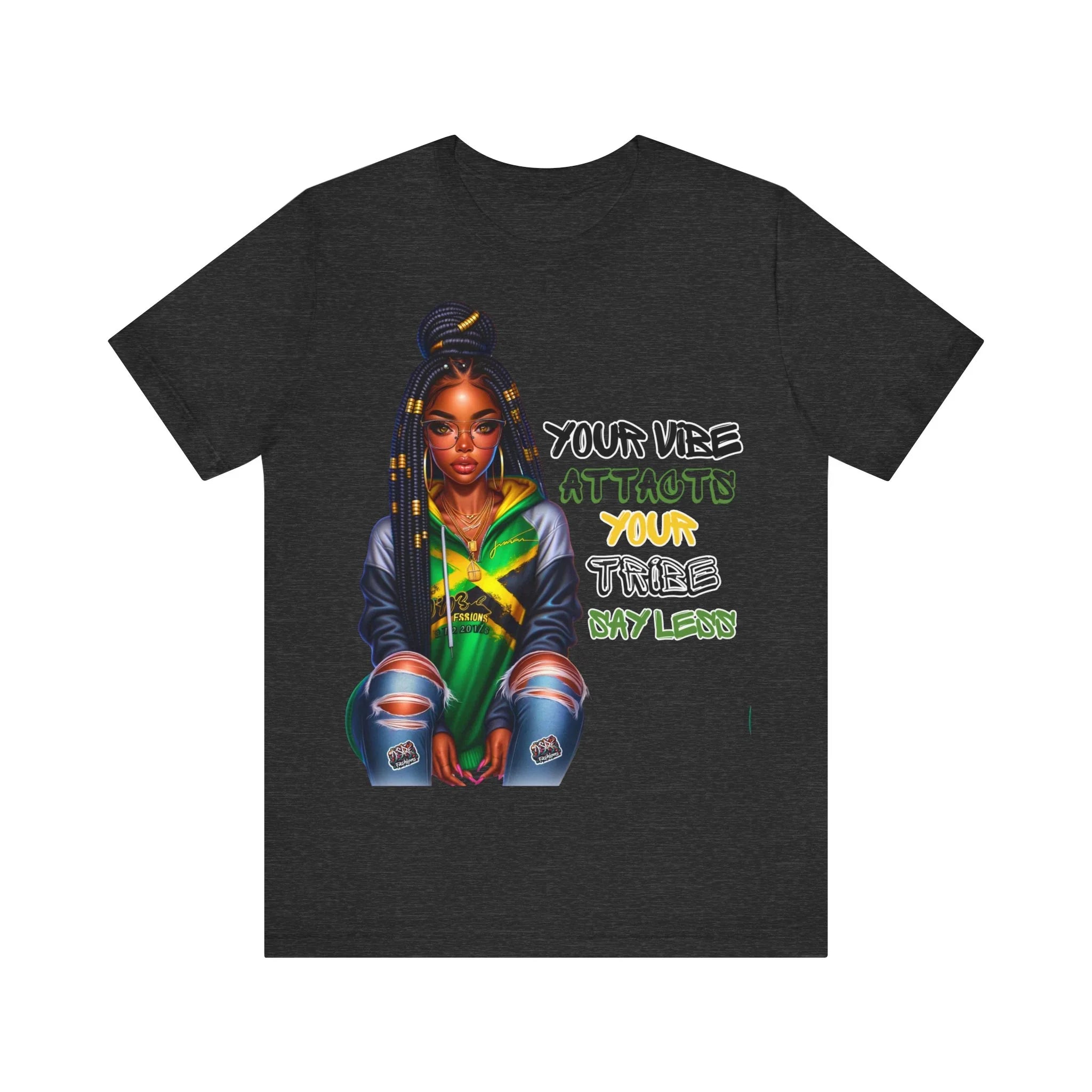 Jamaica Your Vibe Tribe T-Shirt  - Urban Streetwear with Inspirational Quote, Trendy Fashion Statement Sweatshirt, Chic Casual Wear Unisex Jersey Short Sleeve Tee - D'Sare