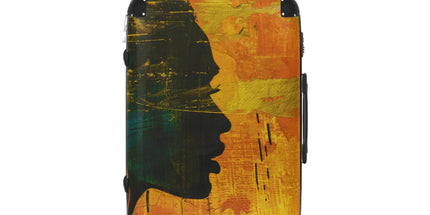 Golden Afrocentric Silhouette Suitcase - Stylish Luggage with Unique Design, Durable Travel Bag, Afrocentric Art Suitcase, Rolling Suitcase by Printify