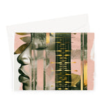 Echoes of Life: Afrocentric Meditation Peach and Gold Abstract Art Eclectic  Greeting Card