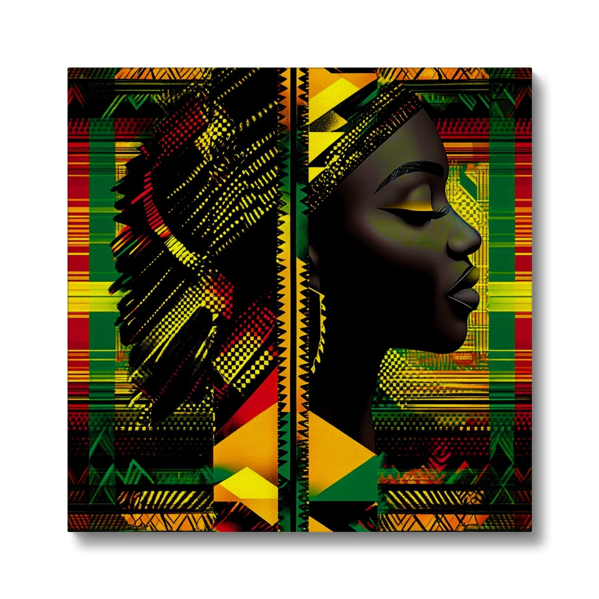 Abstract Red and Green Black Queen Fusion Eco Canvas