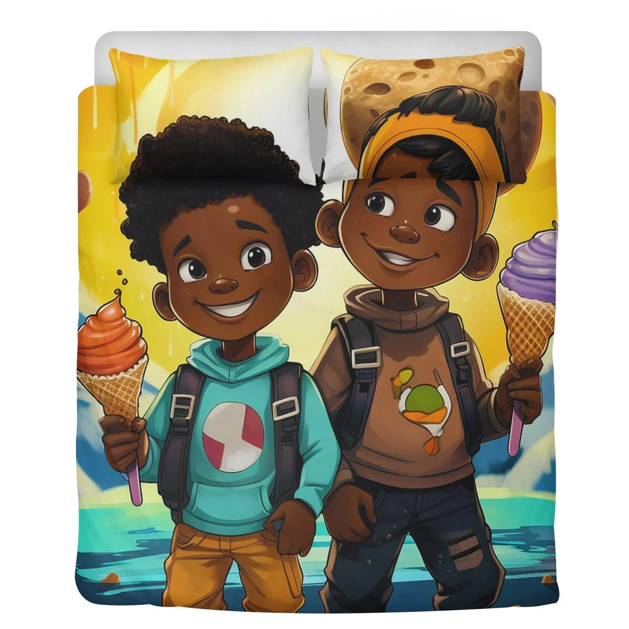 MelanatedMe Boys Cookie Dream Brothers 3 Pcs Beddings - D'Sare 