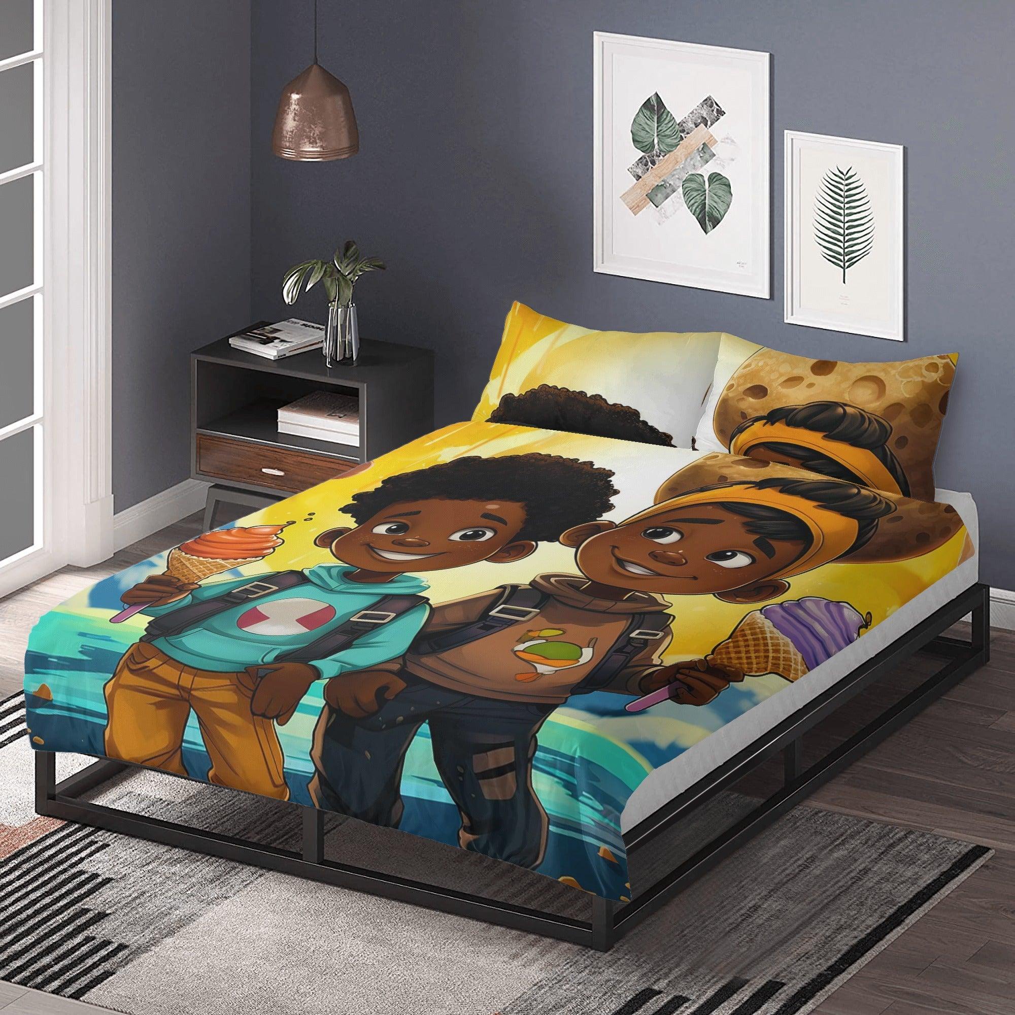 MelanatedMe Boys Cookie Dream Brothers 3 Pcs Beddings - D'Sare 