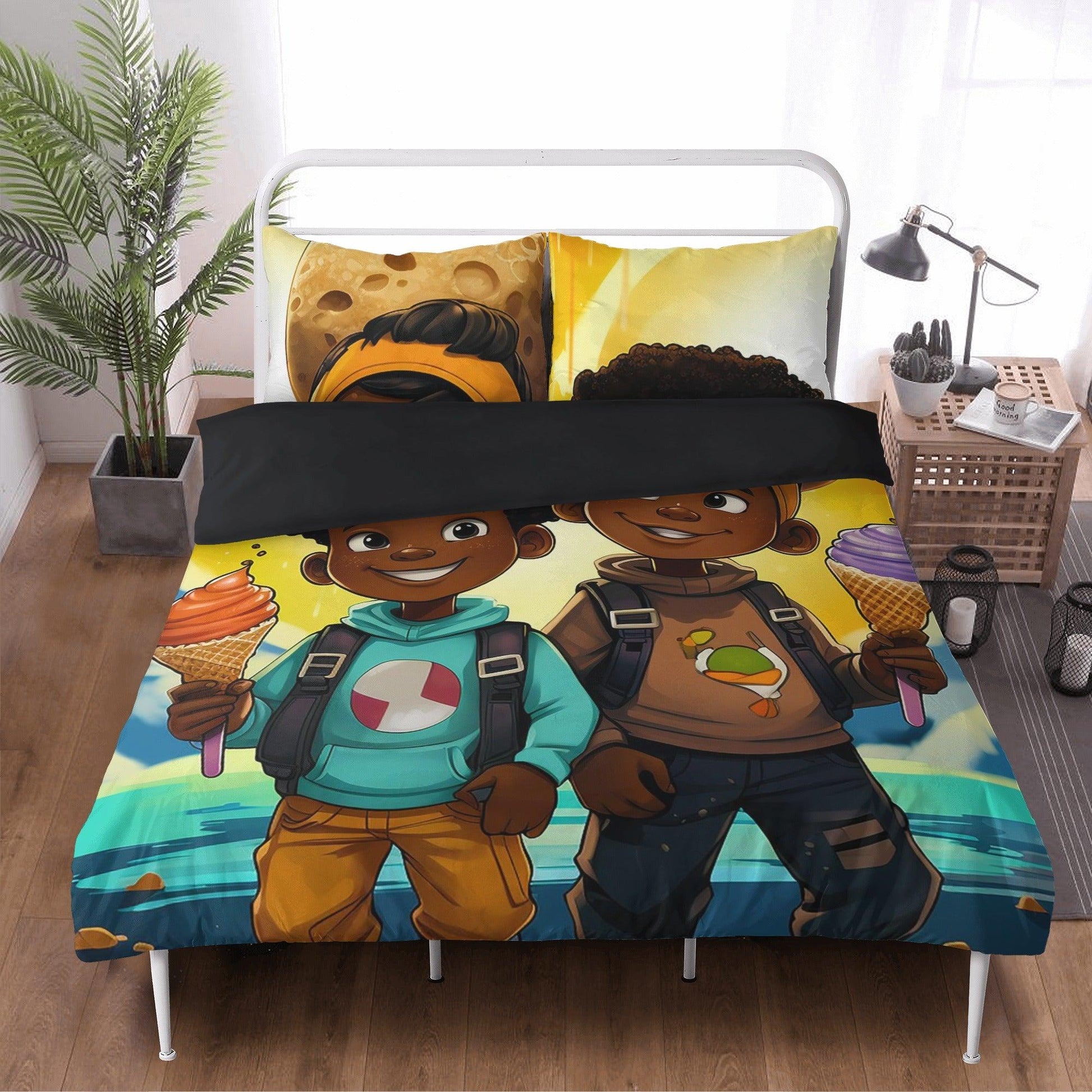 MelanatedMe Boys Cookie Dream Brothers 3 Pcs Beddings - D'Sare 