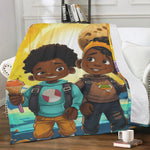 MelanatedMe Boys Cookie Dream Brothers Soft Polyester Premium Fleece Blanket - D'Sare 
