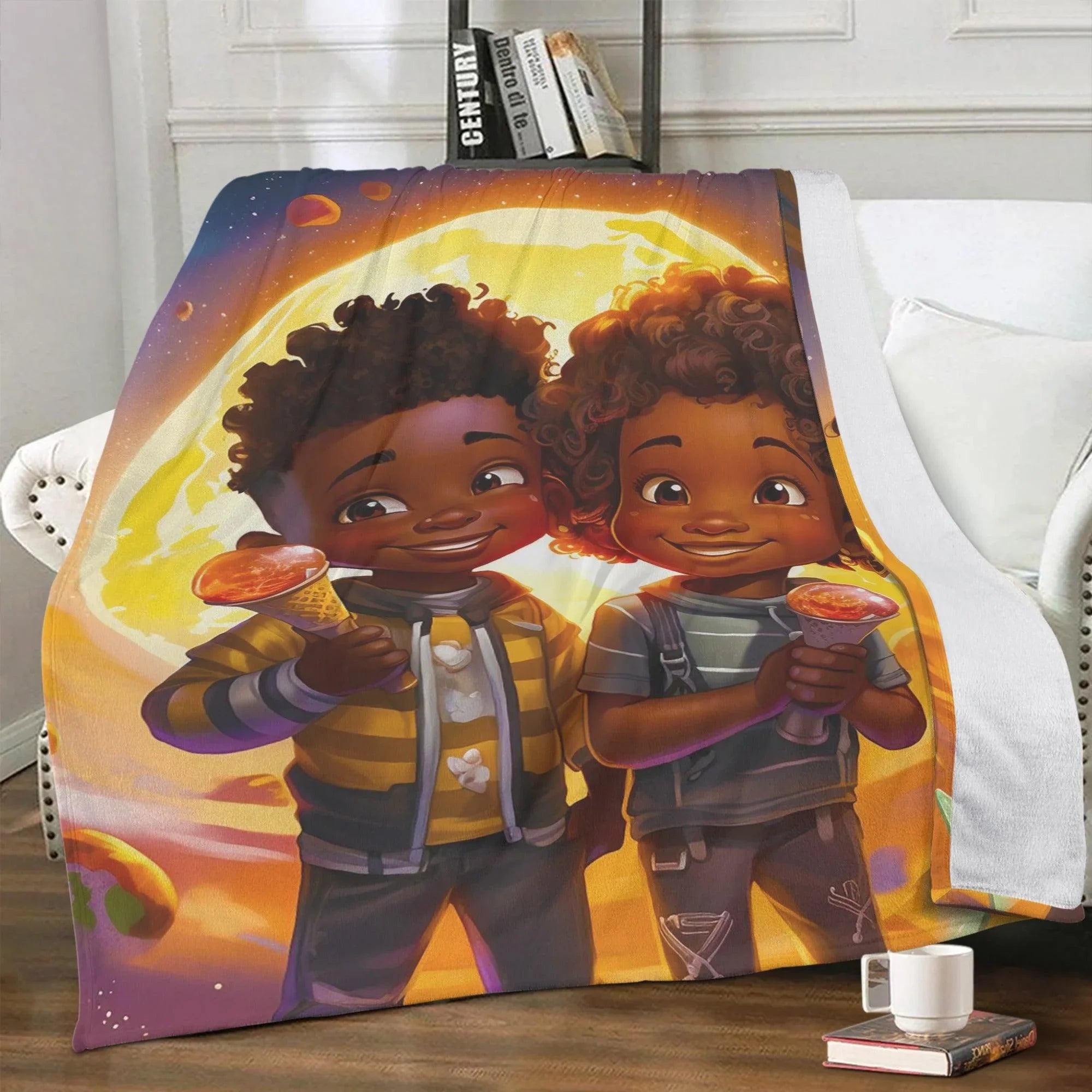 MelanatedMe Popcorn Dream Boys Soft Polyester Premium Fleece Blanket - D'Sare 