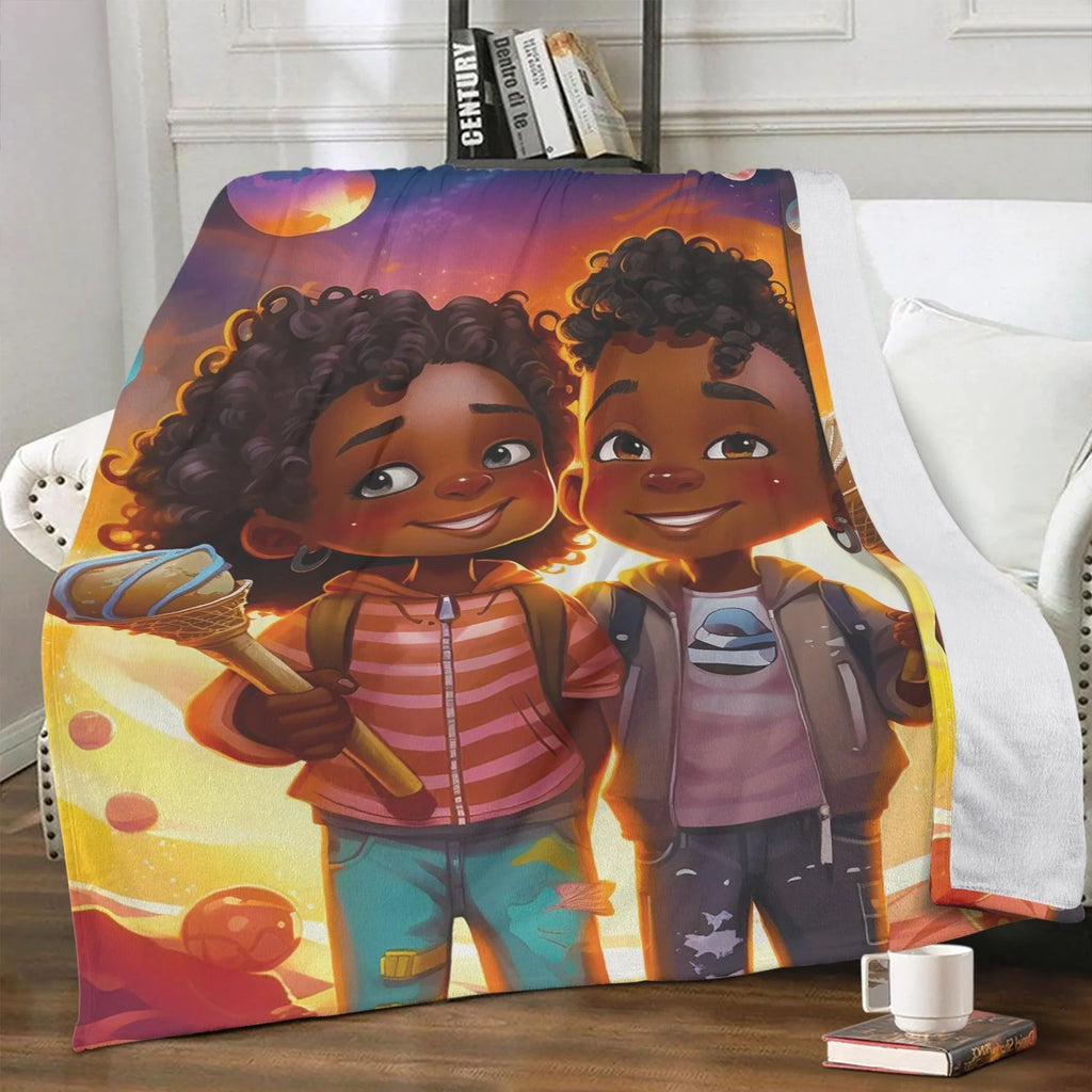MelanatedMe Boy and Girl Soft Polyester Premium Fleece Blanket - D'Sare 