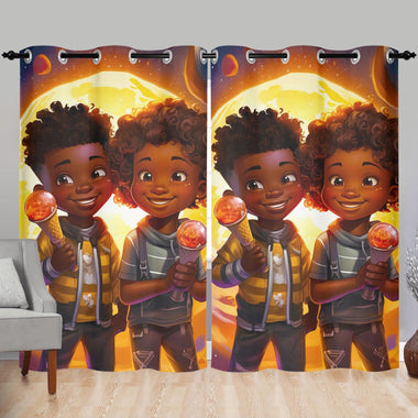 MelanatedMe Popcorn Dream Boys Home Curtain 132X213 CM - D'Sare 