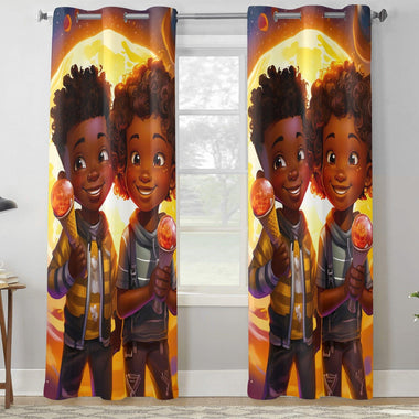 MelanatedMe Popcorn Dream Boys Home Curtain 132X213 CM - D'Sare 