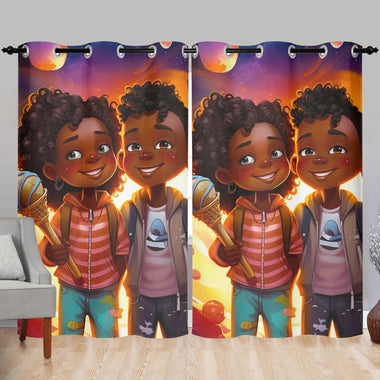 MelanatedMe Boy and Girl Home Curtain 132X213 CM - D'Sare 