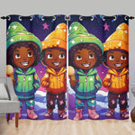 MelanatedMe Twin Snow Dream Girl and Boy Home Curtain 132X213 CM - D'Sare 