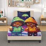 MelanatedMe Twin Snow Dream Girl and Boy 3 Pcs Beddings - D'Sare 