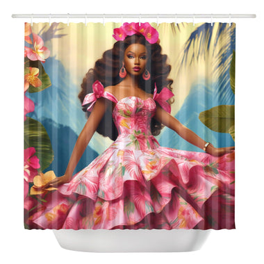 Black Tropical Princess Shower Curtain - D'Sare 