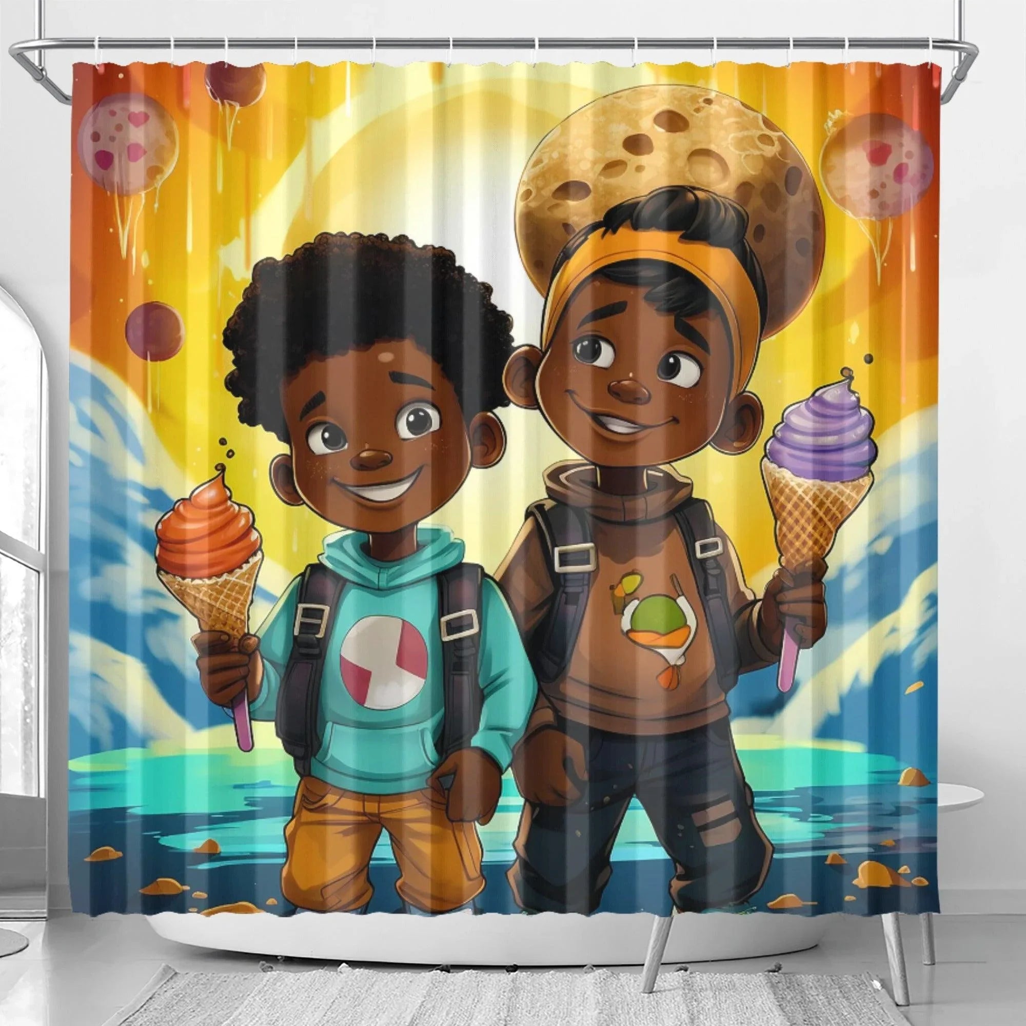 MelanatedMe by DSare Boys Cookie Dream Brothers Shower Curtain - D'Sare 