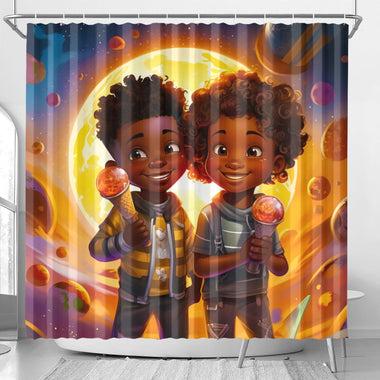 MelanatedMe Popcorn Dream Boys Shower Curtain - D'Sare 