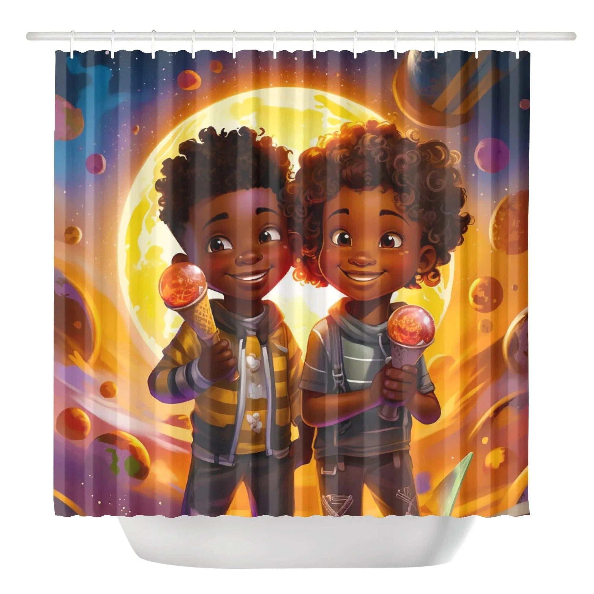 MelanatedMe Popcorn Dream Boys Shower Curtain - D'Sare 