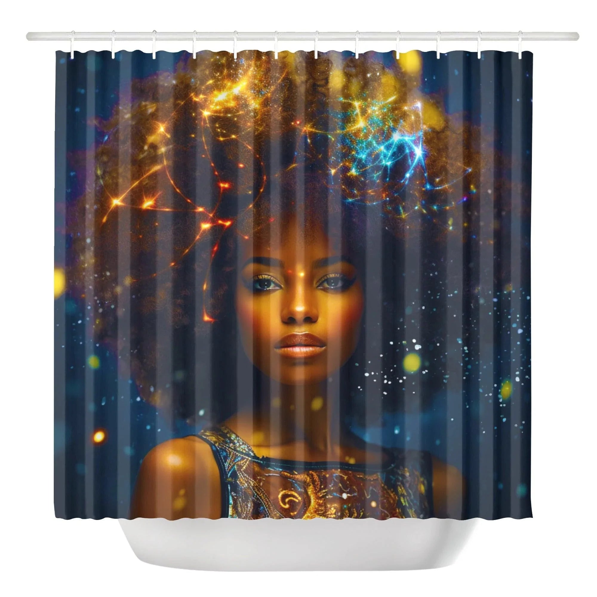 Divine Feminine Power Goddess of Empowerment Black Woman Shower Curtain - D'Sare 