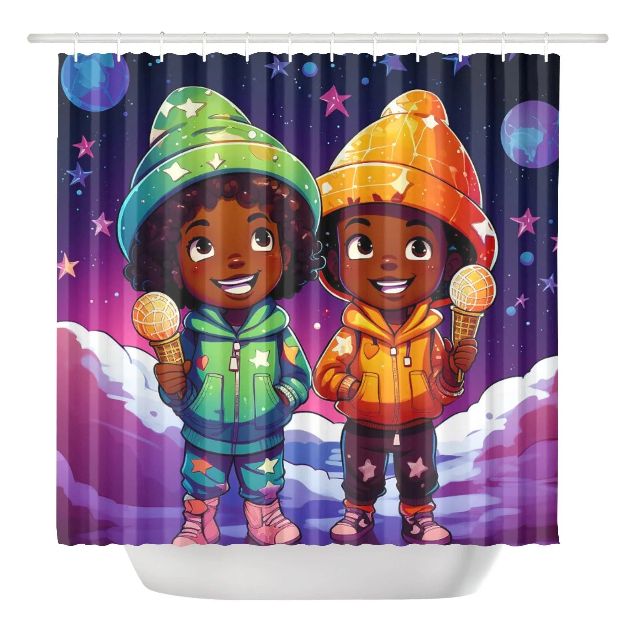MelanatedMe Twin Snow Dream Girl and BoyShower Curtain - D'Sare 