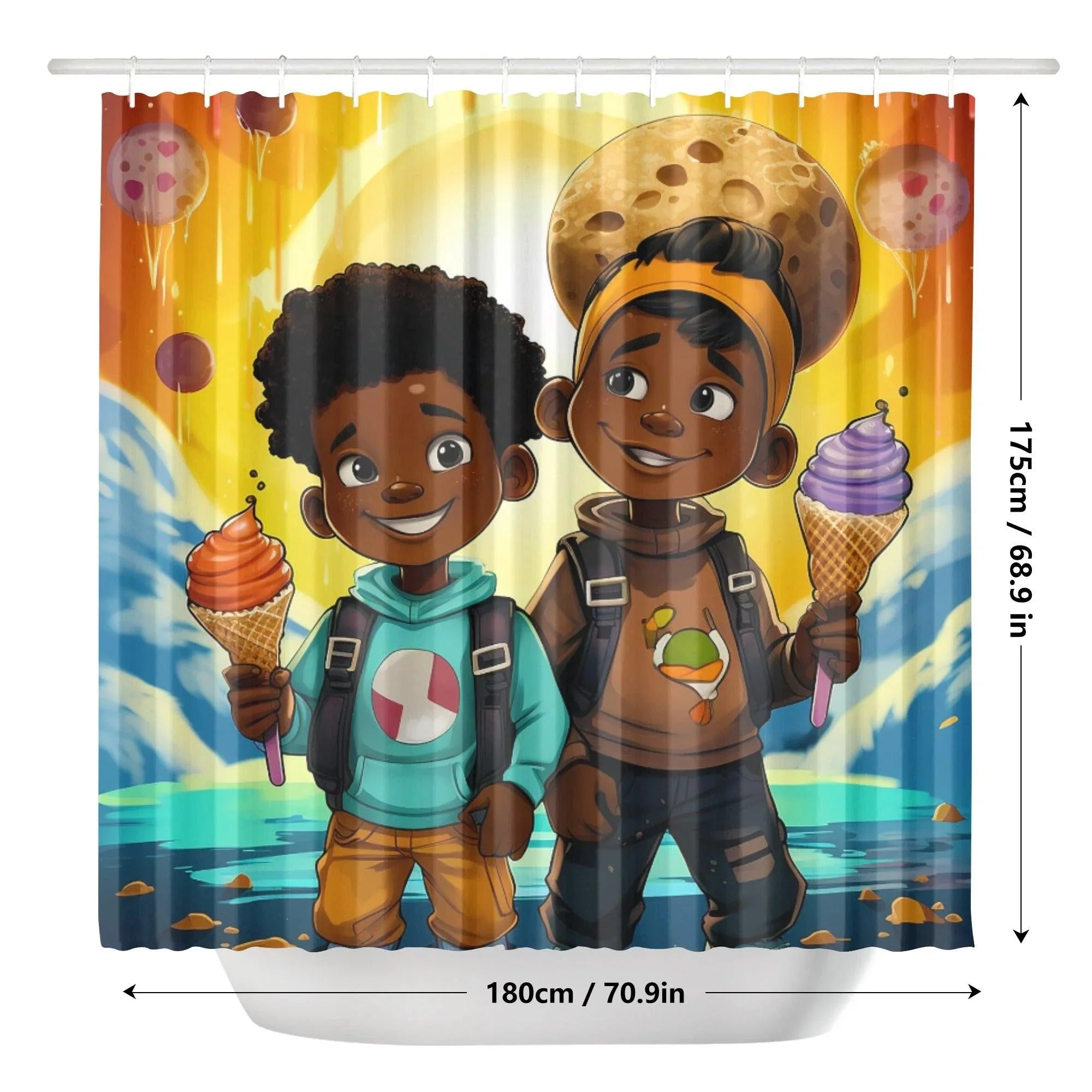 MelanatedMe by DSare Boys Cookie Dream Brothers Shower Curtain - D'Sare 