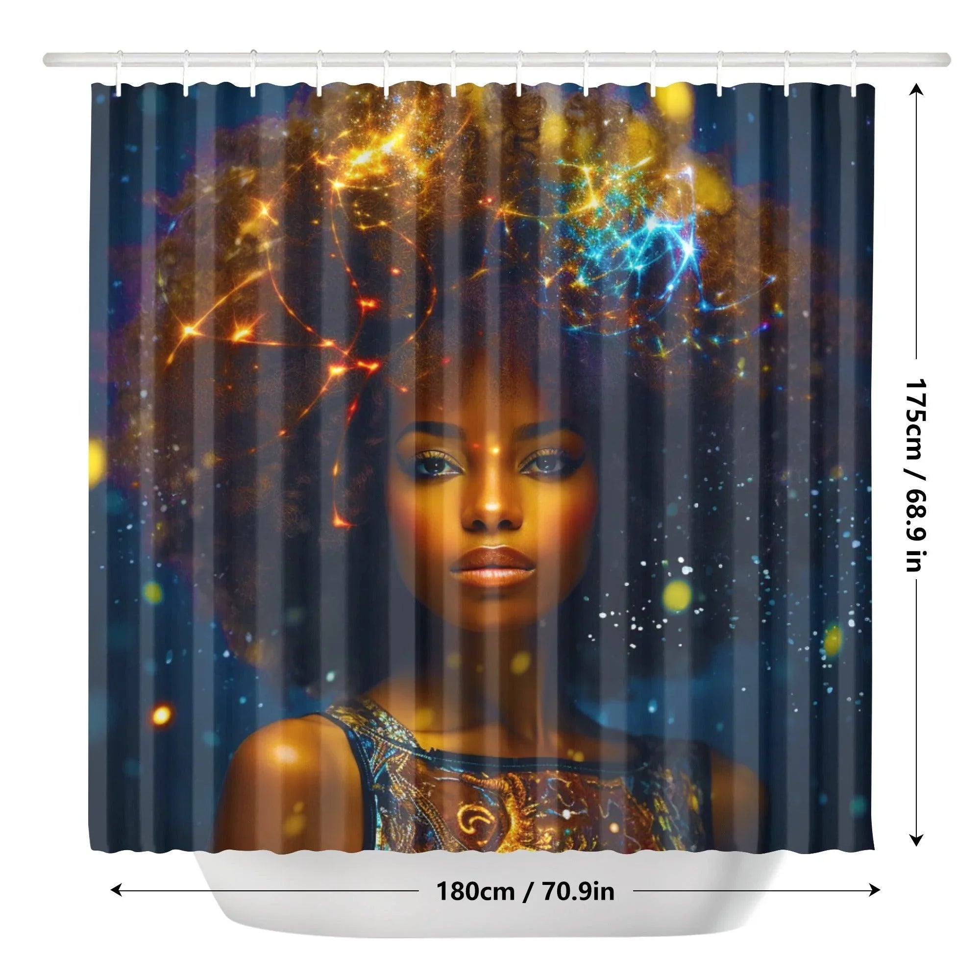 Divine Feminine Power Goddess of Empowerment Black Woman Shower Curtain - D'Sare 