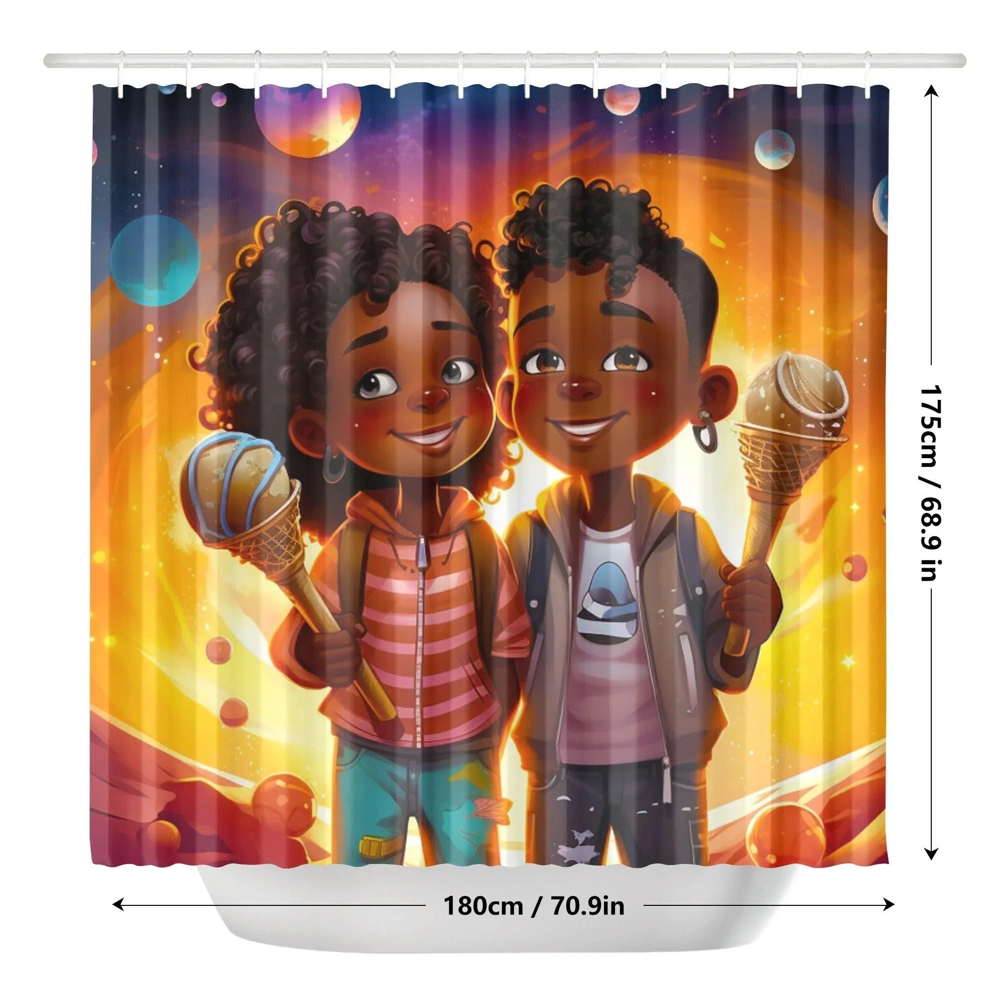 MelanatedMe Boy and Girl Ice Cream Dream Shower Curtain - D'Sare 