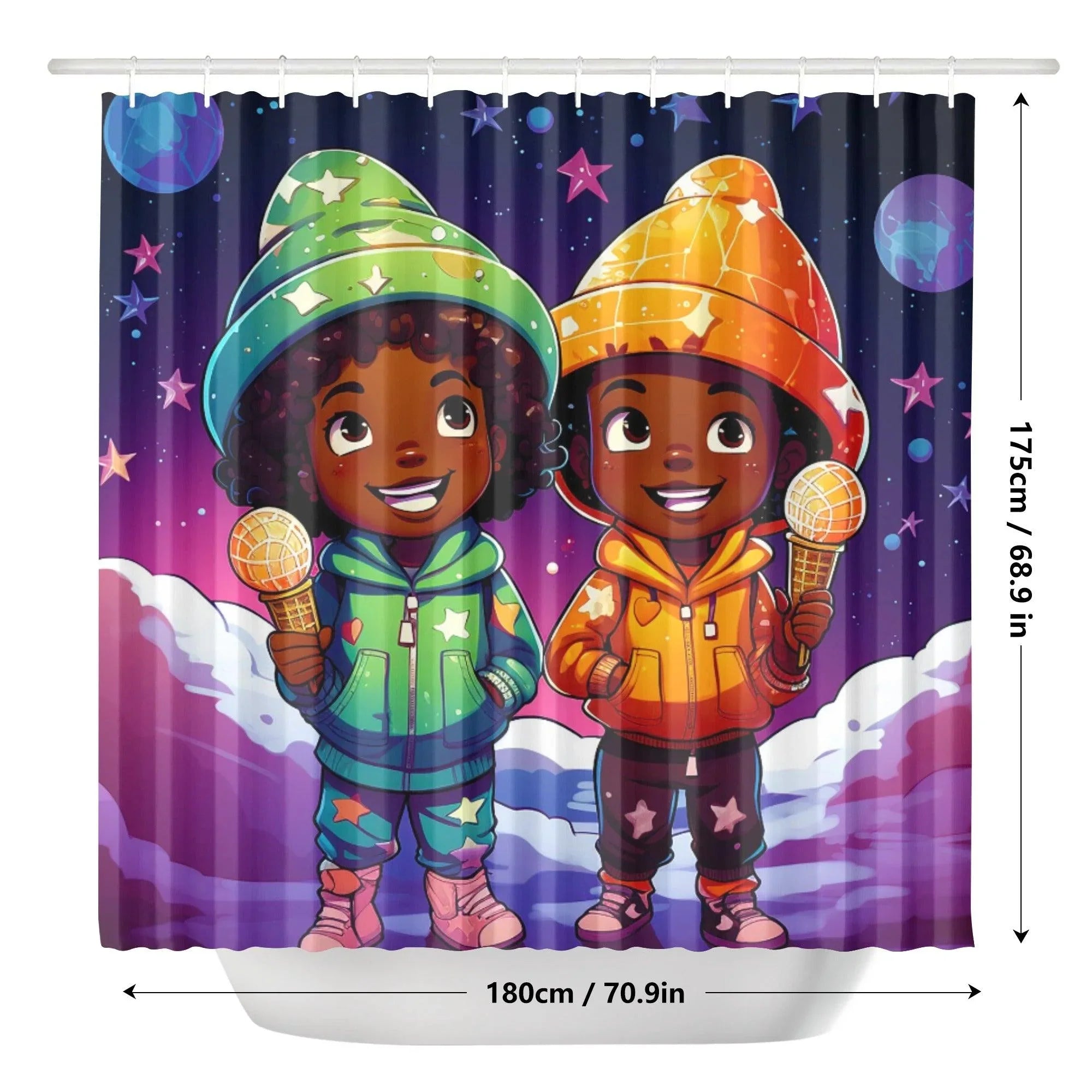 MelanatedMe Twin Snow Dream Girl and BoyShower Curtain - D'Sare 