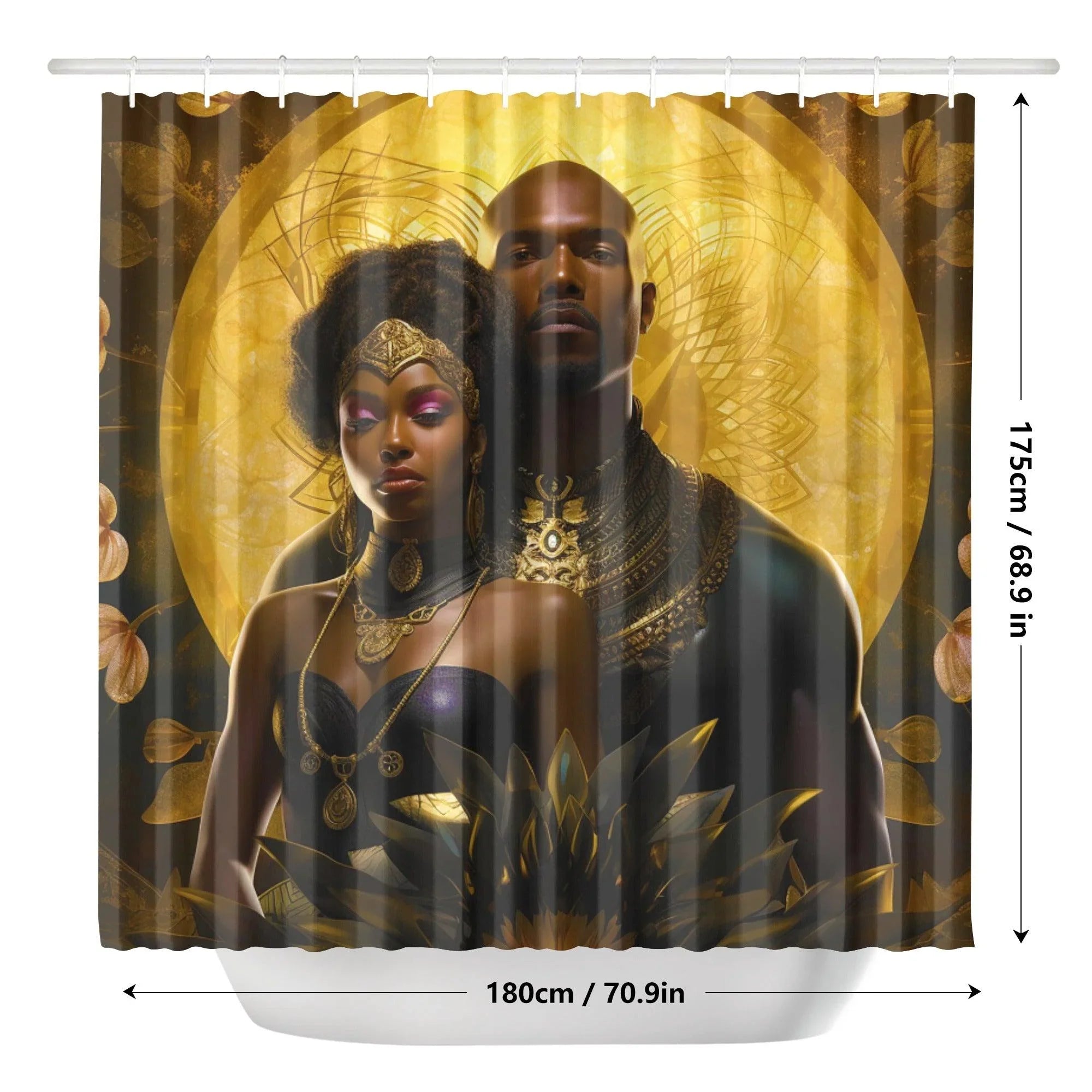 Luxurious Black and Gold Decor: Divine Golden Flower Wall Art for Chic Interiors Shower Curtain - D'Sare 