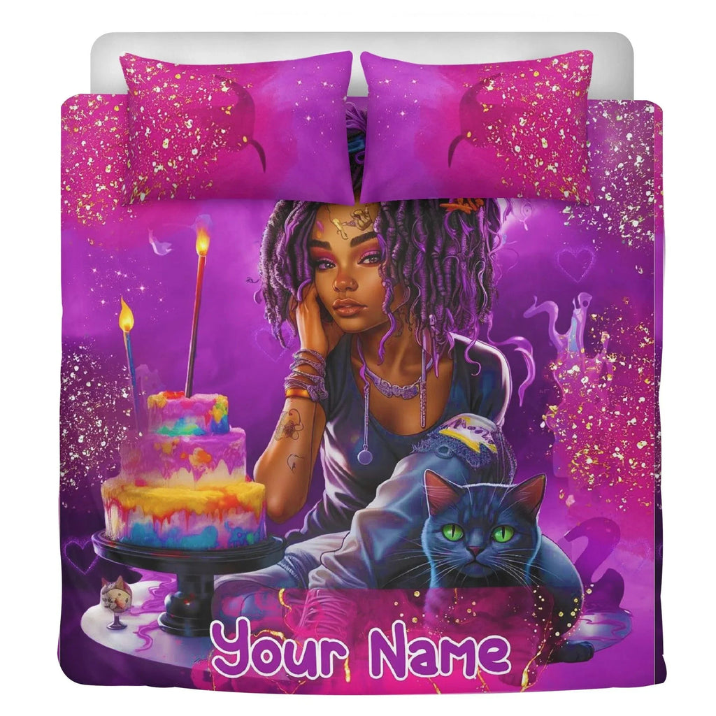 MelanatedME Custom Cute Girl Custom Pink 2 Cake Dream Bedding - D'Sare 