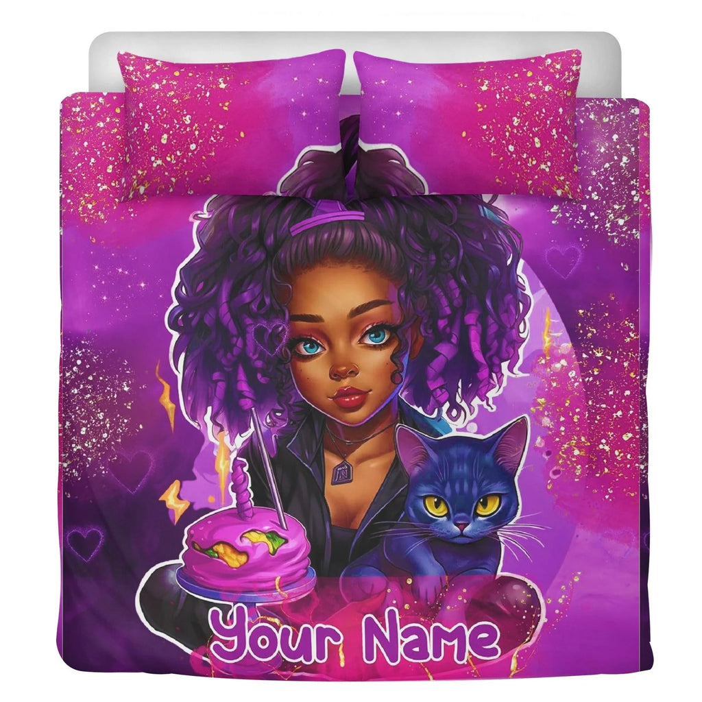 MelanatedME Custom Cute Girl Custom Pink Cake Dream5 3 Pcs Beddings - D'Sare 