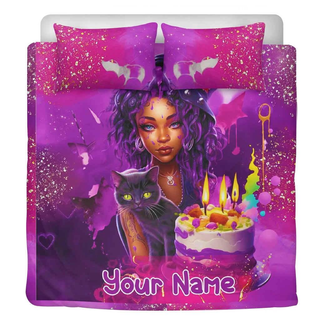 MelanatedME Custom Cute Girl Custom Pink Cake Dream 4 3 Pcs Beddings - D'Sare 