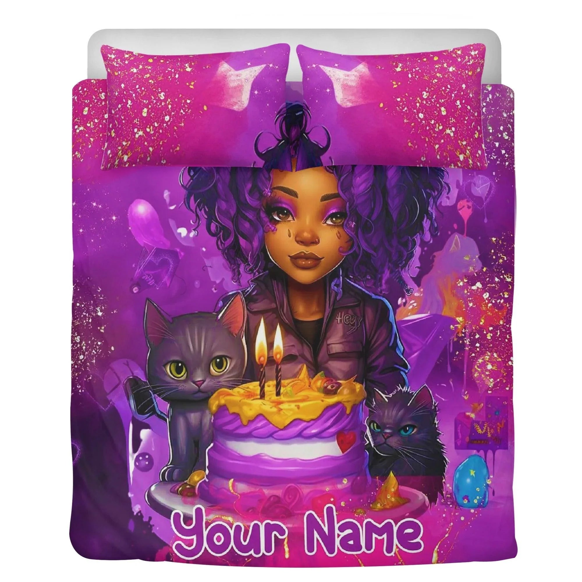 MelanatedME Custom Cute Girl Custom Pink 1 ,Cake Dream Bedding - D'Sare 