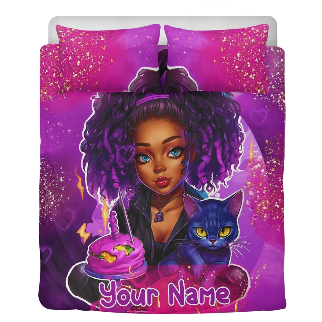 MelanatedME Custom Cute Girl Custom Pink Cake Dream5 3 Pcs Beddings - D'Sare 