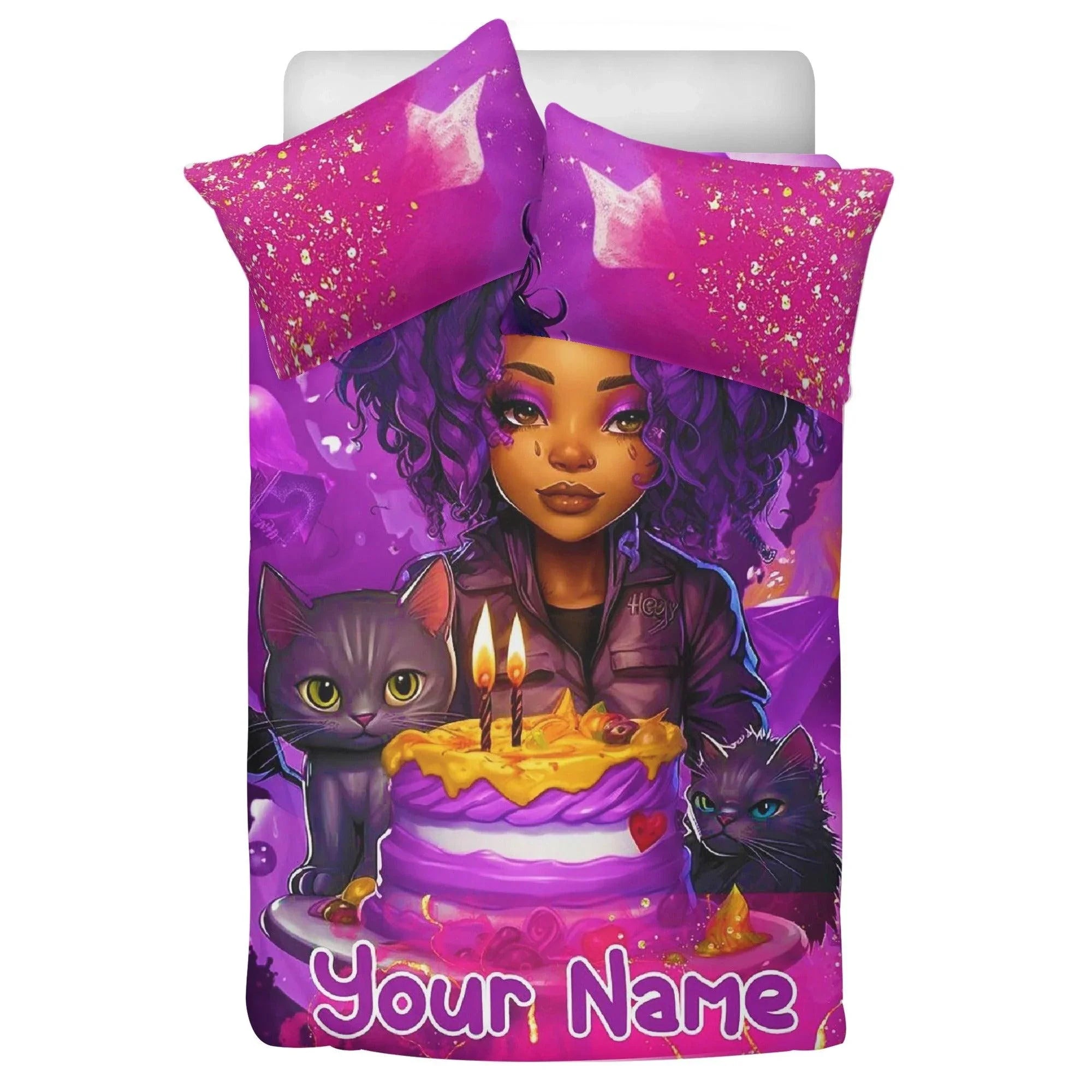 MelanatedME Custom Cute Girl Custom Pink 1 ,Cake Dream Bedding - D'Sare 