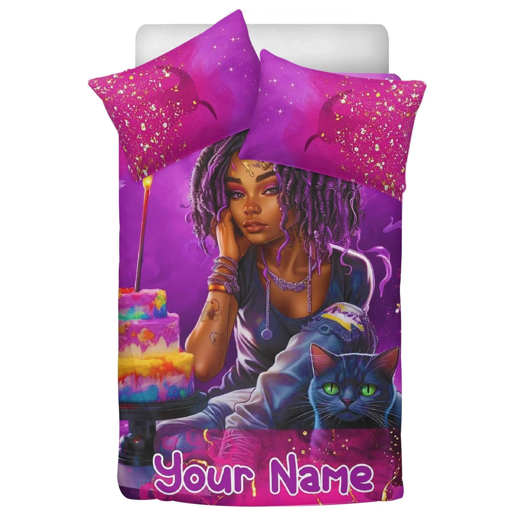 MelanatedME Custom Cute Girl Custom Pink 2 Cake Dream Bedding - D'Sare 