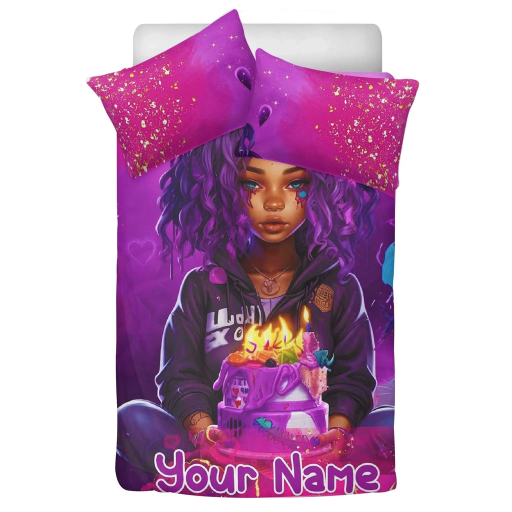 MelanatedME Custom Cute Girl Custom Pink3 Cake Dream 3 Pcs Beddings - D'Sare 