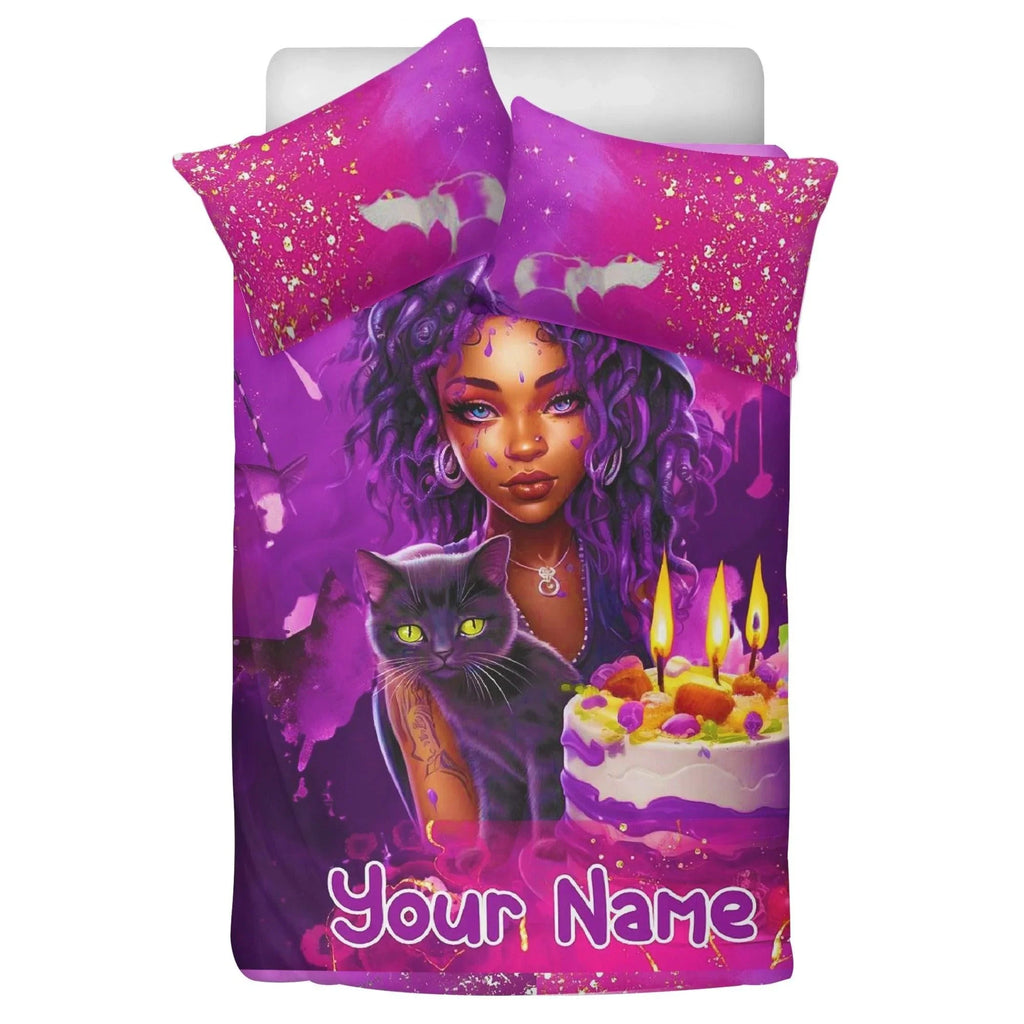 MelanatedME Custom Cute Girl Custom Pink Cake Dream 4 3 Pcs Beddings - D'Sare 