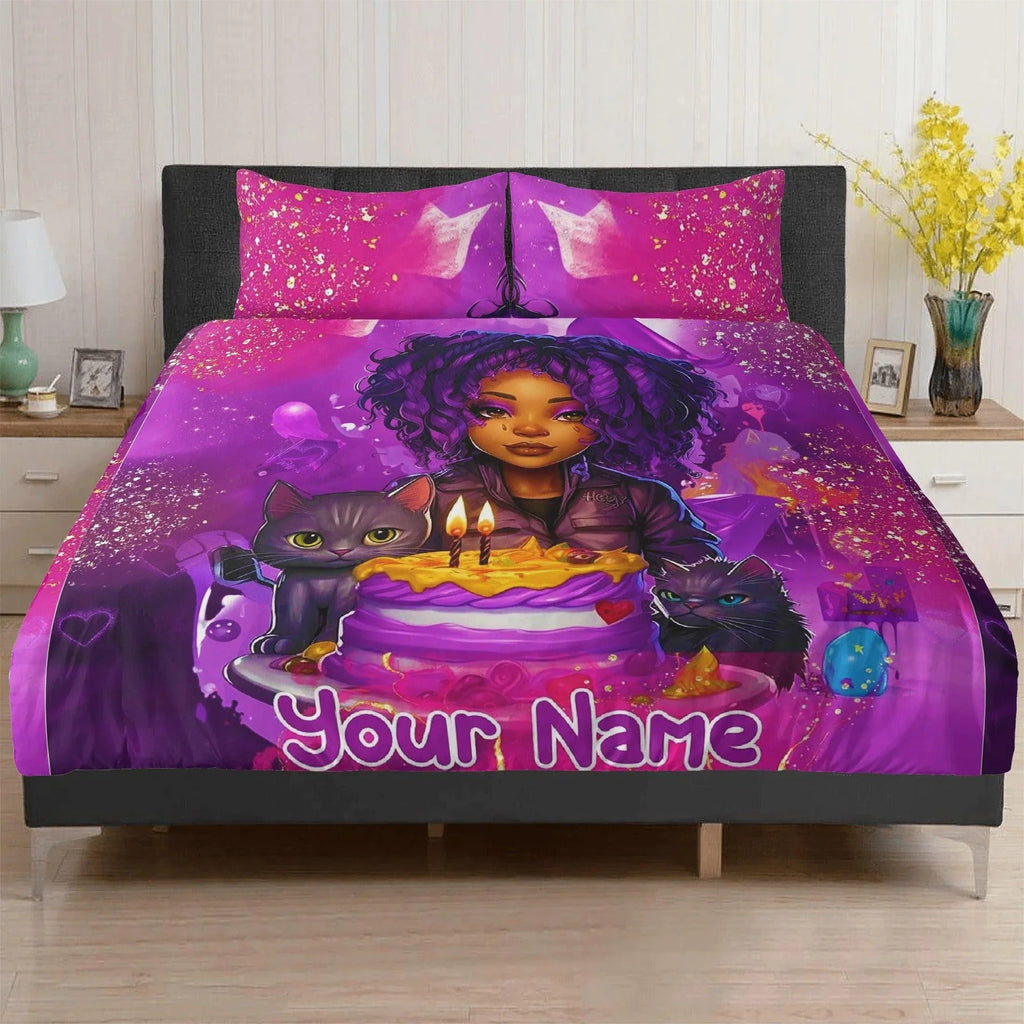 MelanatedME Custom Cute Girl Custom Pink 1 ,Cake Dream Bedding - D'Sare 