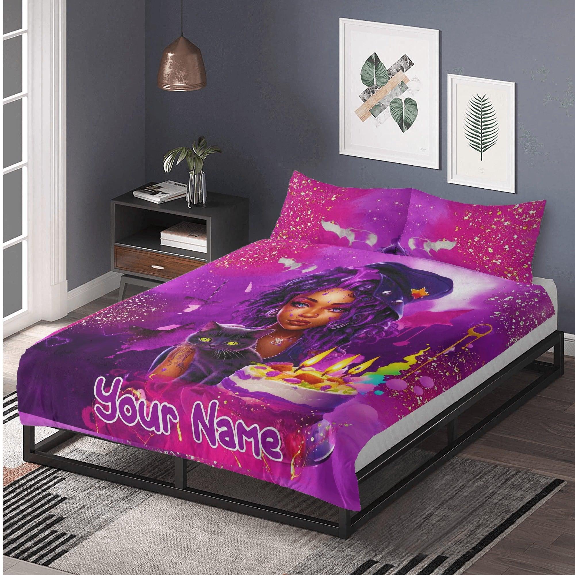 MelanatedME Custom Cute Girl Custom Pink Cake Dream 4 3 Pcs Beddings - D'Sare 