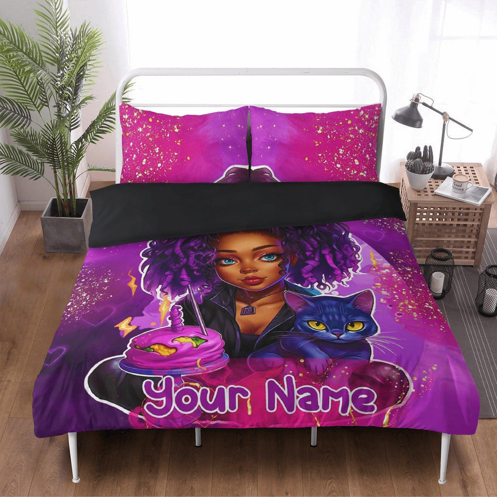 MelanatedME Custom Cute Girl Custom Pink Cake Dream5 3 Pcs Beddings - D'Sare 